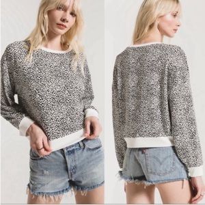 Z Supply top mini leopard long sleeve sweatshirt black white size XS